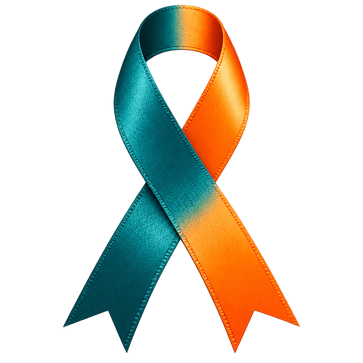 Teal-orange Schleife als Zeichen des Tags gegen Tierquälerei am 17. Februar